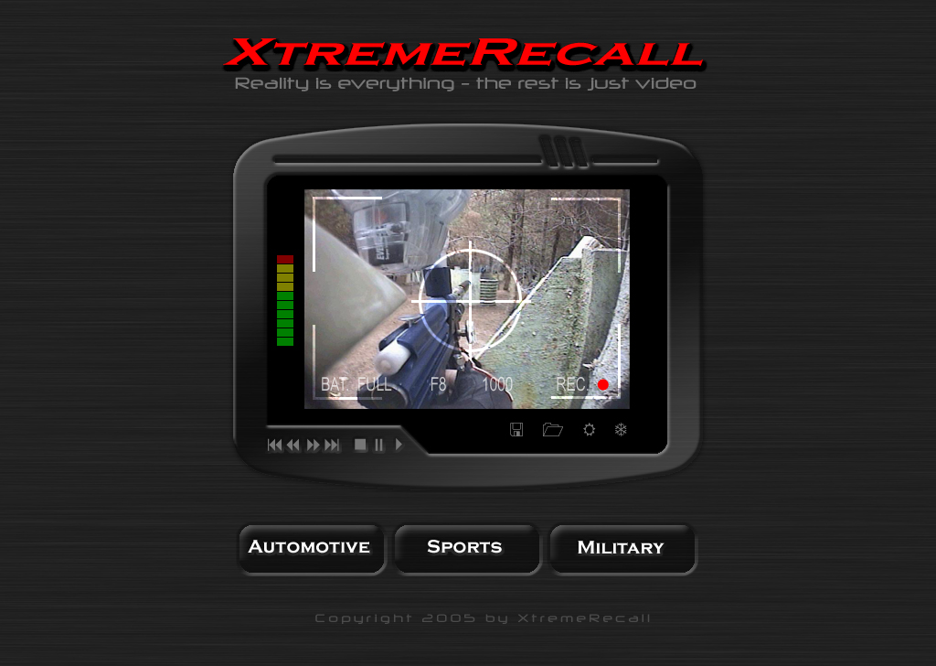 Mockup of home page for Xtreme Recall web site.