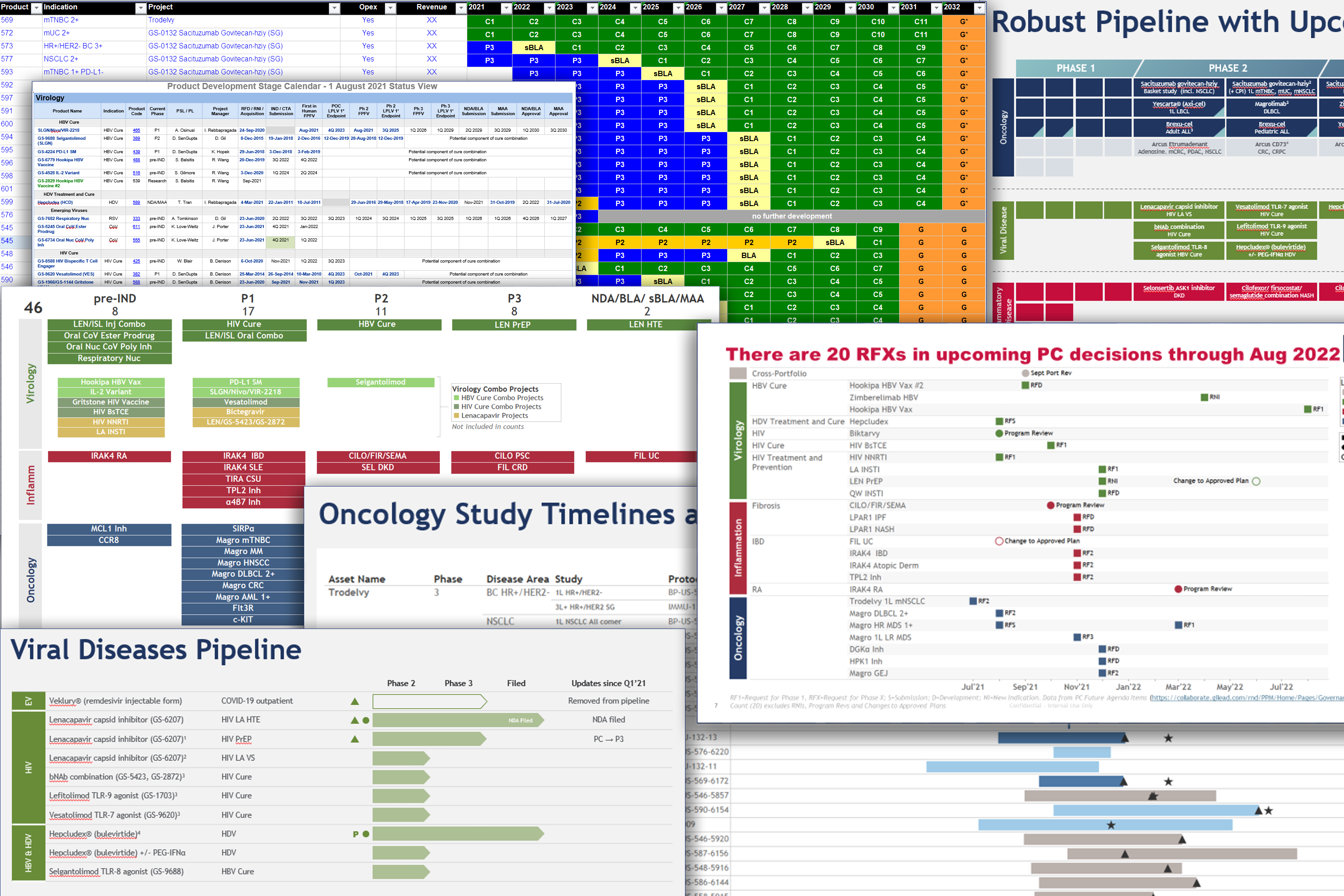 Collage of the original collection of manual Gilead Reports in Excel, Word, Power Point, etc.